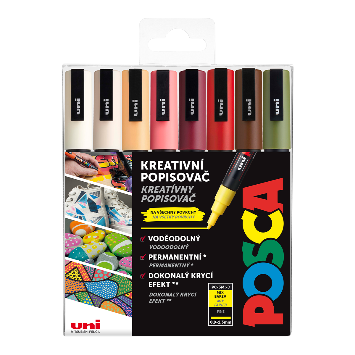 Levně Posca sada popisovačů PC-3M, AUTUMN, 0,9 - 1,3 mm, mix zemitých tónů (8 ks)