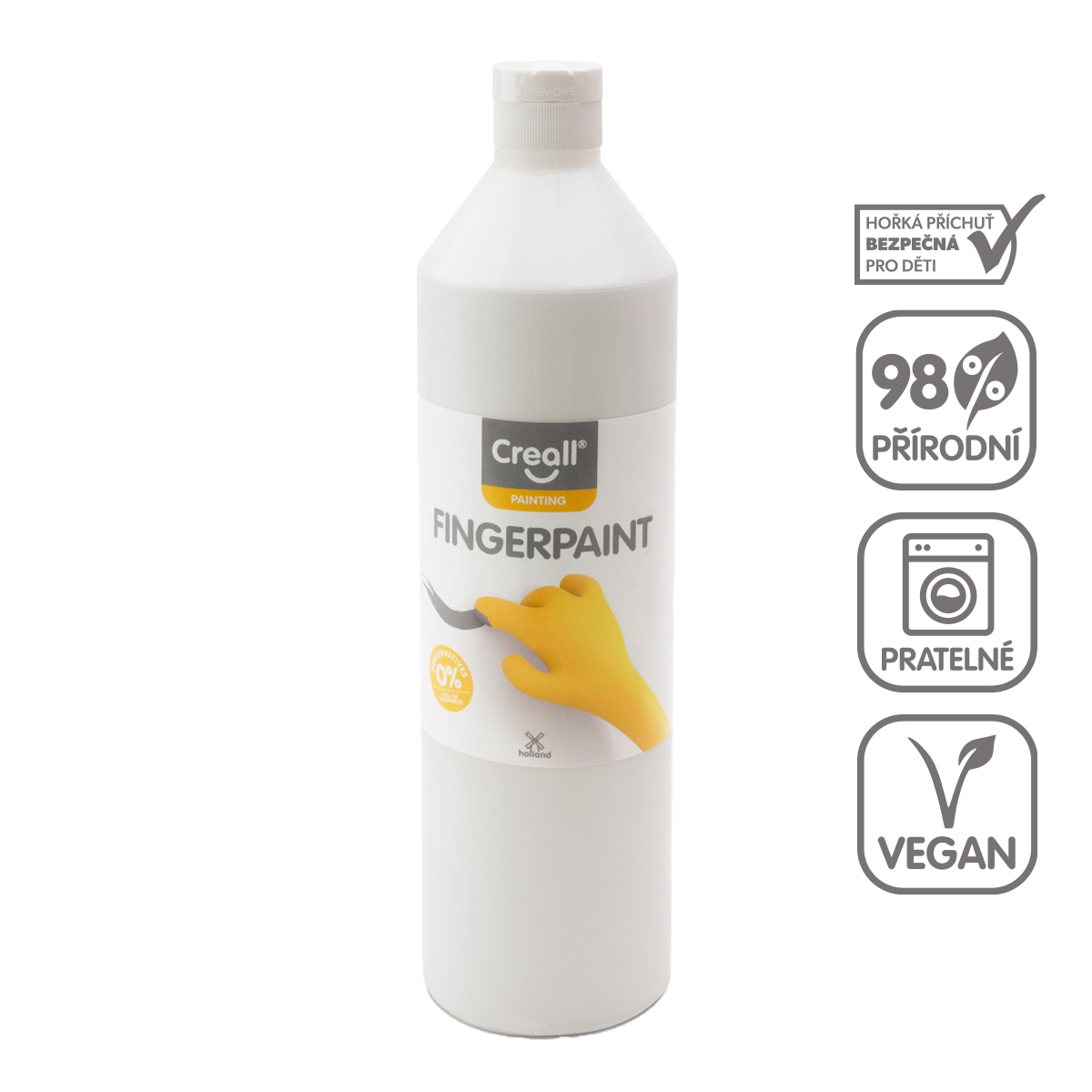 Levně Creall prstová barva HAPPY INGREDIENTS, 750 ml, bílá