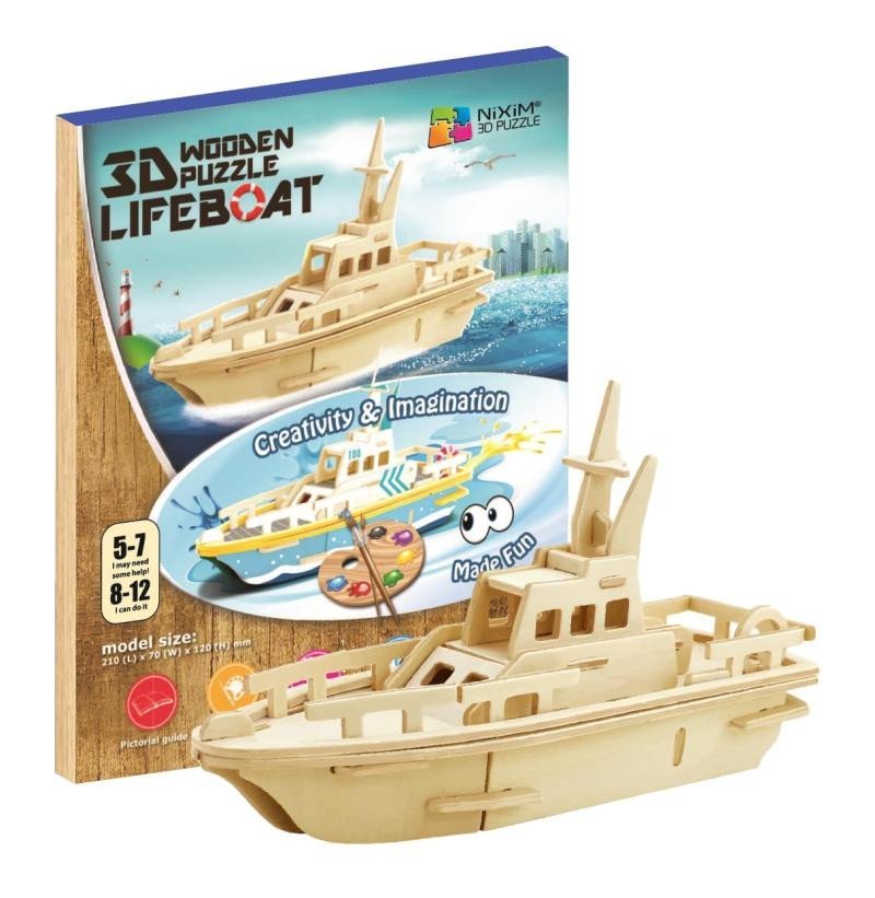 Levně NiXiM Dřevěné 3D puzzle - Záchranná loď
