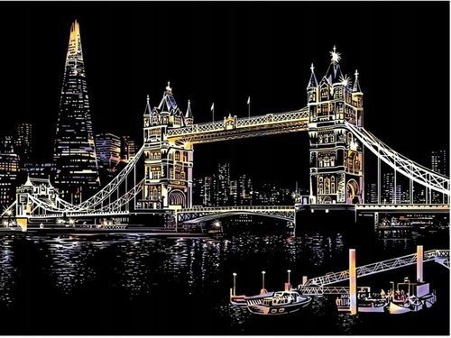 Levně Škrabací obrázek barevný Tower Bridge 40,5x28,5cm A3 v sáčku