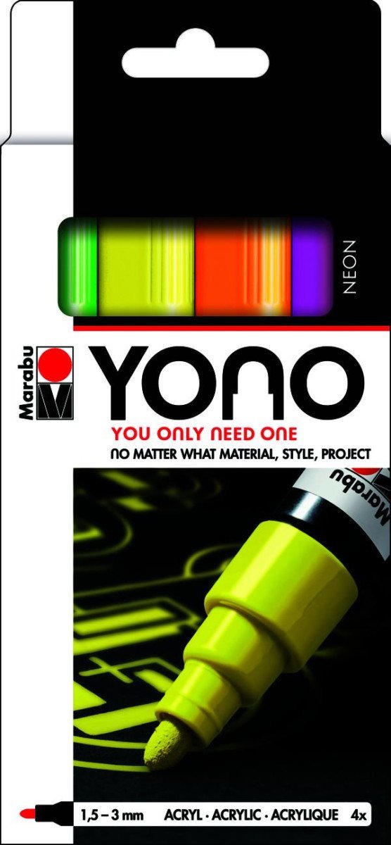Marabu YONO Sada akrylových popisovačů - neonové barvy 4x 1,5-3 mm
