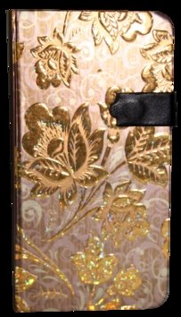 Levně Zápisník s magnetickým klipem 85x160 mm zlaté květy