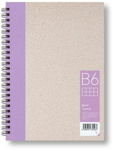 Levně Kroužkový zápisník B6, čtverec, fialový, 50 listů