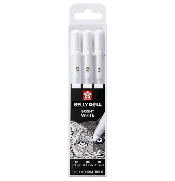 Levně Sakura Sada Basic White Gel Pen 3 ks