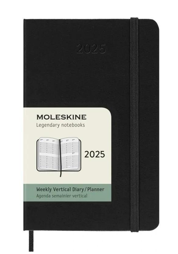 Levně Moleskine Vertikální diář 2025 černý S, týdenní, tvrdý