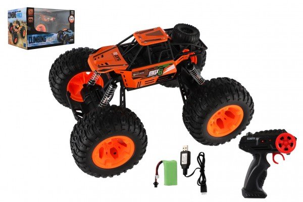 Levně Auto RC Off-Road terénní 2,4GHz plast 32cm dobíjecí pack+baterie oranžové v krabici 38x23x26cm