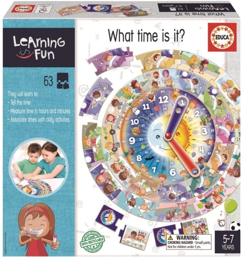Levně Puzzle vzdělávací + hra Learning is Fun: Kolik je hodin?