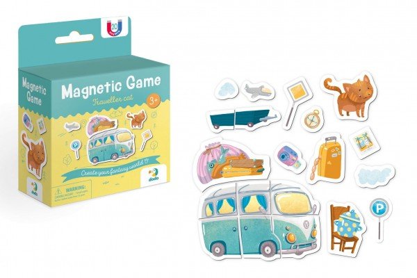 Levně Magnetická hra Kočka + cestování plast 20ks v krabičce 10x14x5cm
