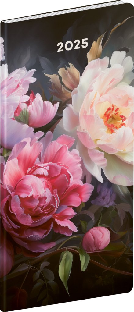 Levně Diář 2025: Květy - plánovací měsíční, kapesní, 8 × 18 cm