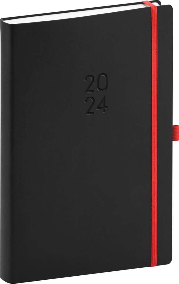 Levně Diář 2024: Nox - černý/červený, denní, 15 × 21 cm