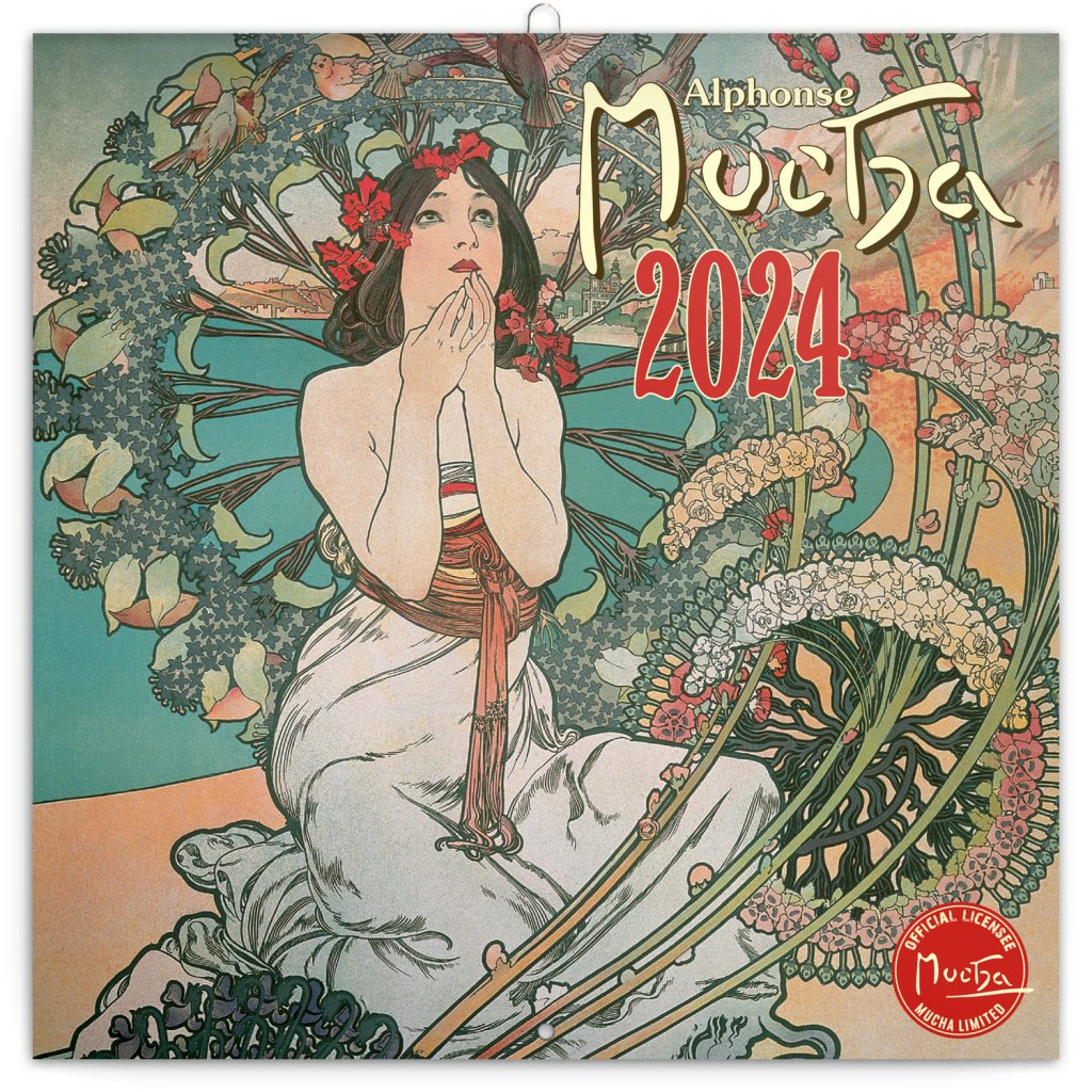 Levně Kalendář 2024 poznámkový: Alfons Mucha, 30 × 30 cm