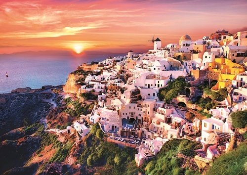 Levně Puzzle Západ slunce nad Santorini, Řecko 1000 dílků