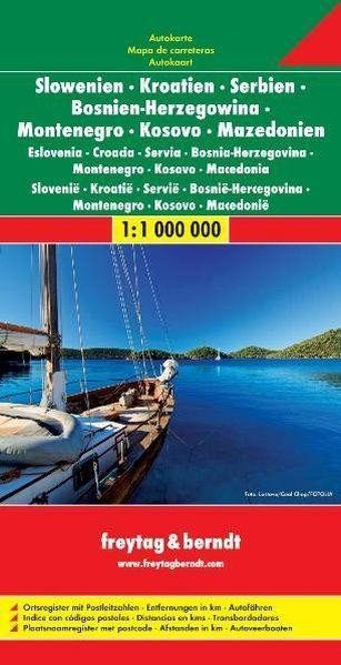 Levně Slovinsko-Chorvatsko-Srbsko-Bosna-Hercegovina-Černá Hora-Makedonie 1:1 000 000 / automapa + mapa pro volný čas