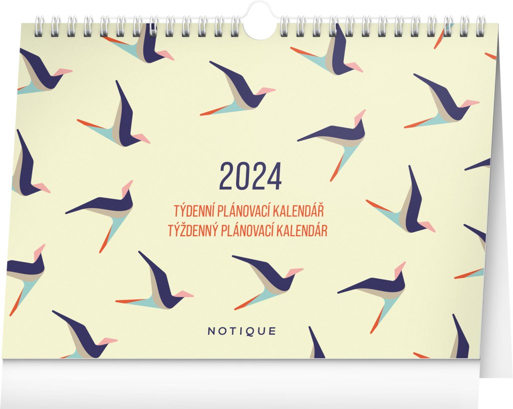 Levně Kalendář 2024 stolní: Ptáčci, plánovací s háčkem, 30 × 21 cm
