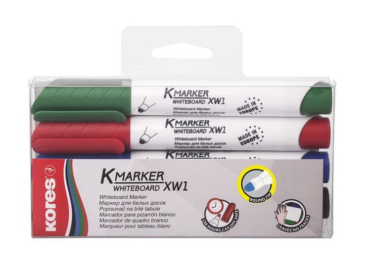 Levně Kores K-MARKER Popisovač na bílé tabule a flip charty, kulatý hrot 3 mm, mix 4 barev