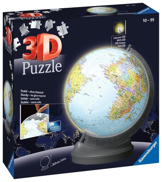 Levně Ravensburger Puzzle 3D - Svítící globus 540 dílků