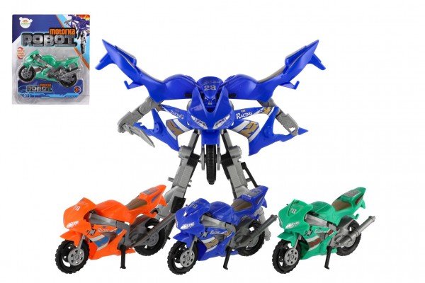 Levně Transformer motorka/robot plast 15cm 3 barvy na kartě