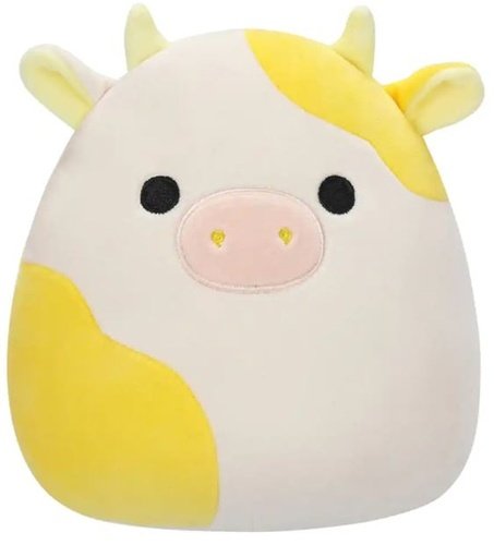 Levně Squishmallows Žlutobílá kráva Bodie