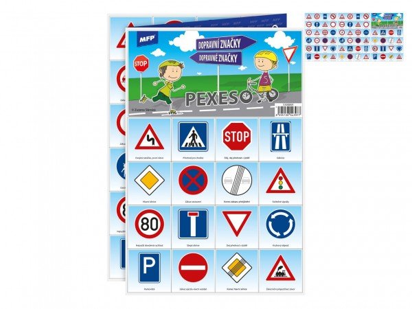 Levně Pexeso papírové Dopravní značky společenská hra 32 obrázkových dvojic 21x30cm