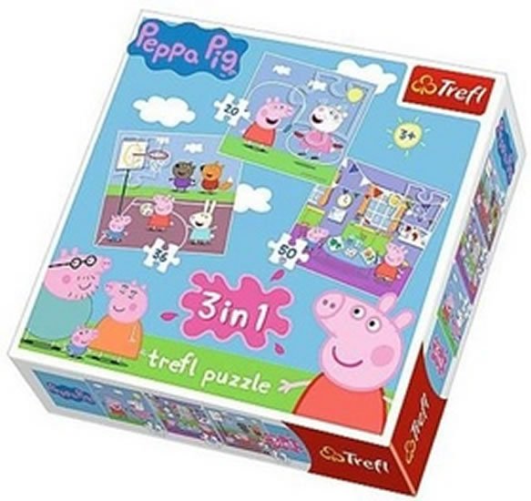 Levně Trefl Puzzle Peppa Pig - Zábava ve škole 3v1 (20,36,50 dílků)