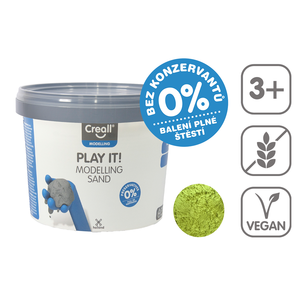 Levně Creall modelovací písek Play it!, 750 g, kelímek, žlutý