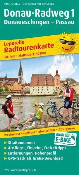 Levně Dunajská cyklostezka 1, Donaueschingen-Passau 1:50 000 / cyklistická mapa