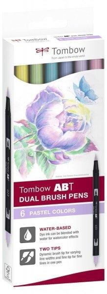 Tombow ABT Dual Pen Brush Sada oboustranných štětcových fixů - Pastels 6 ks