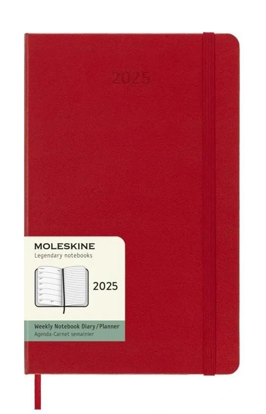 Levně Moleskine Plánovací zápisník 2025 červený L, tvrdý