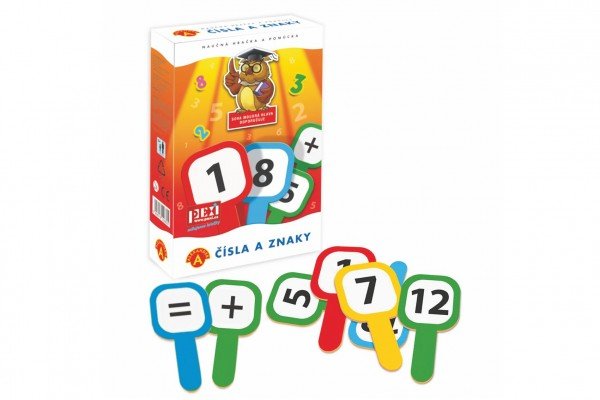 Levně Cedulky - Čísla a znaky společenská hra naučná v krabici 11,5x18x3,5cm