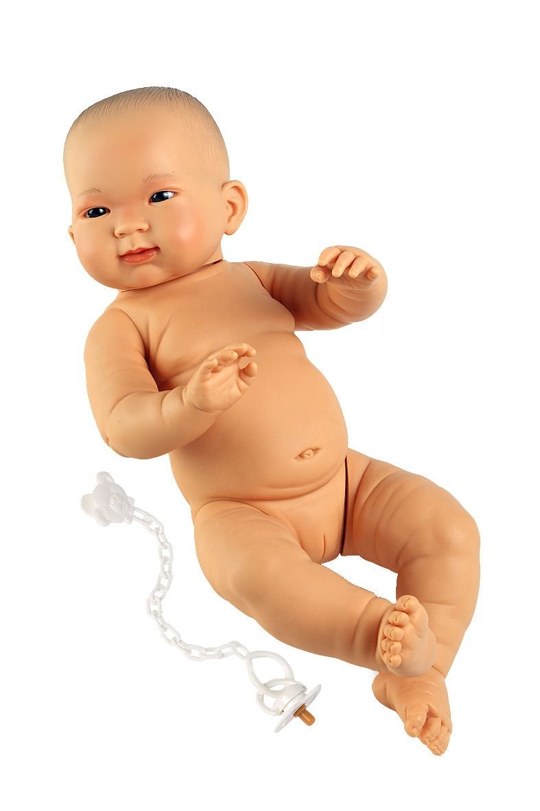 Levně Llorens 45006 NEW BORN HOLČIČKA - realistická panenka miminko žluté rasy s celovinylovým tělem - 45 cm