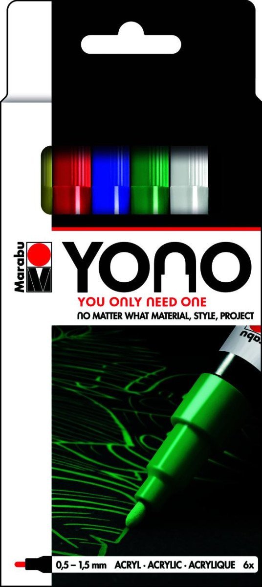 Marabu YONO Sada akrylových popisovačů - základní barvy 6x 0,5-1,5 mm