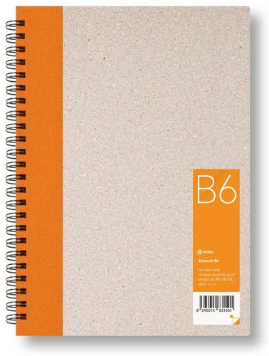 Levně Kroužkový zápisník B6, čistý, oranžový, 50 listů