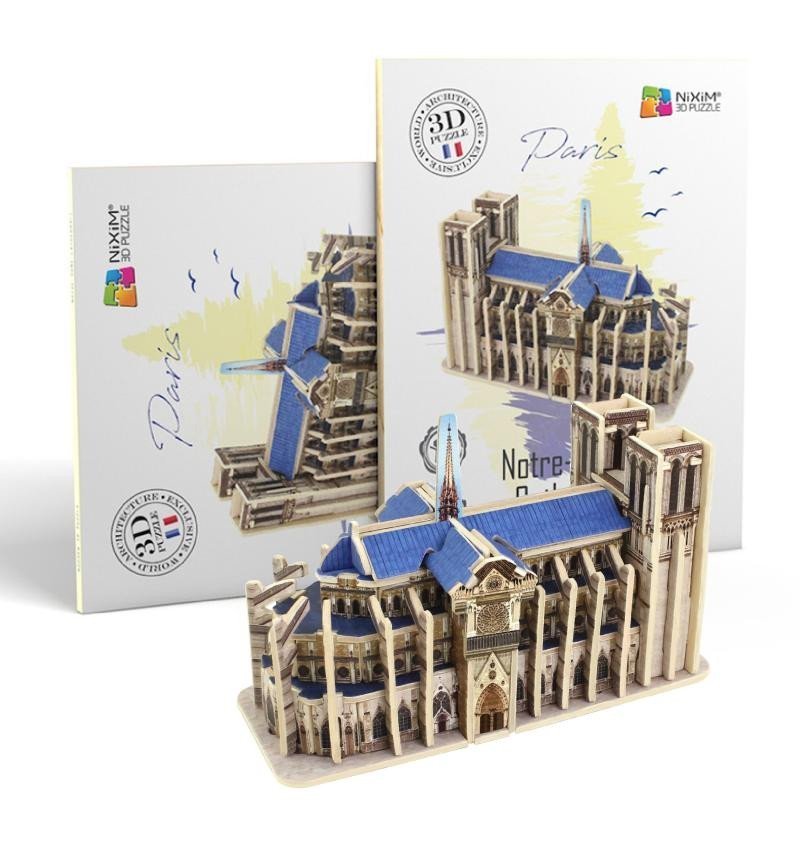 Levně NiXiM Dřevěné 3D puzzle - Katedrála Notre Dame