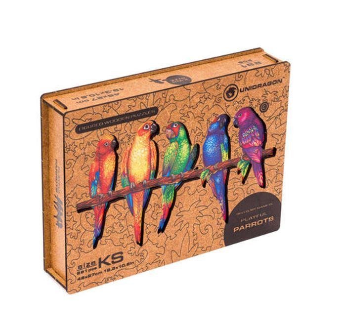 UNIDRAGON dřevěné puzzle - Papoušci, velikost KS (31x41cm)