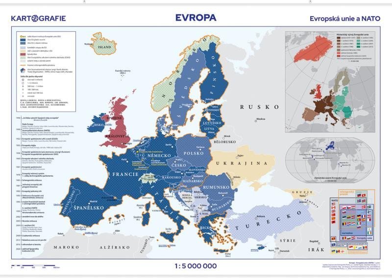 Levně Evropa - Evropská unie a NATO 1:5 000 000 nástěnná mapa