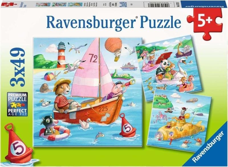 Levně Ravensburger Puzzle - Zvířátka a vodní plavidla 3x49 dílků