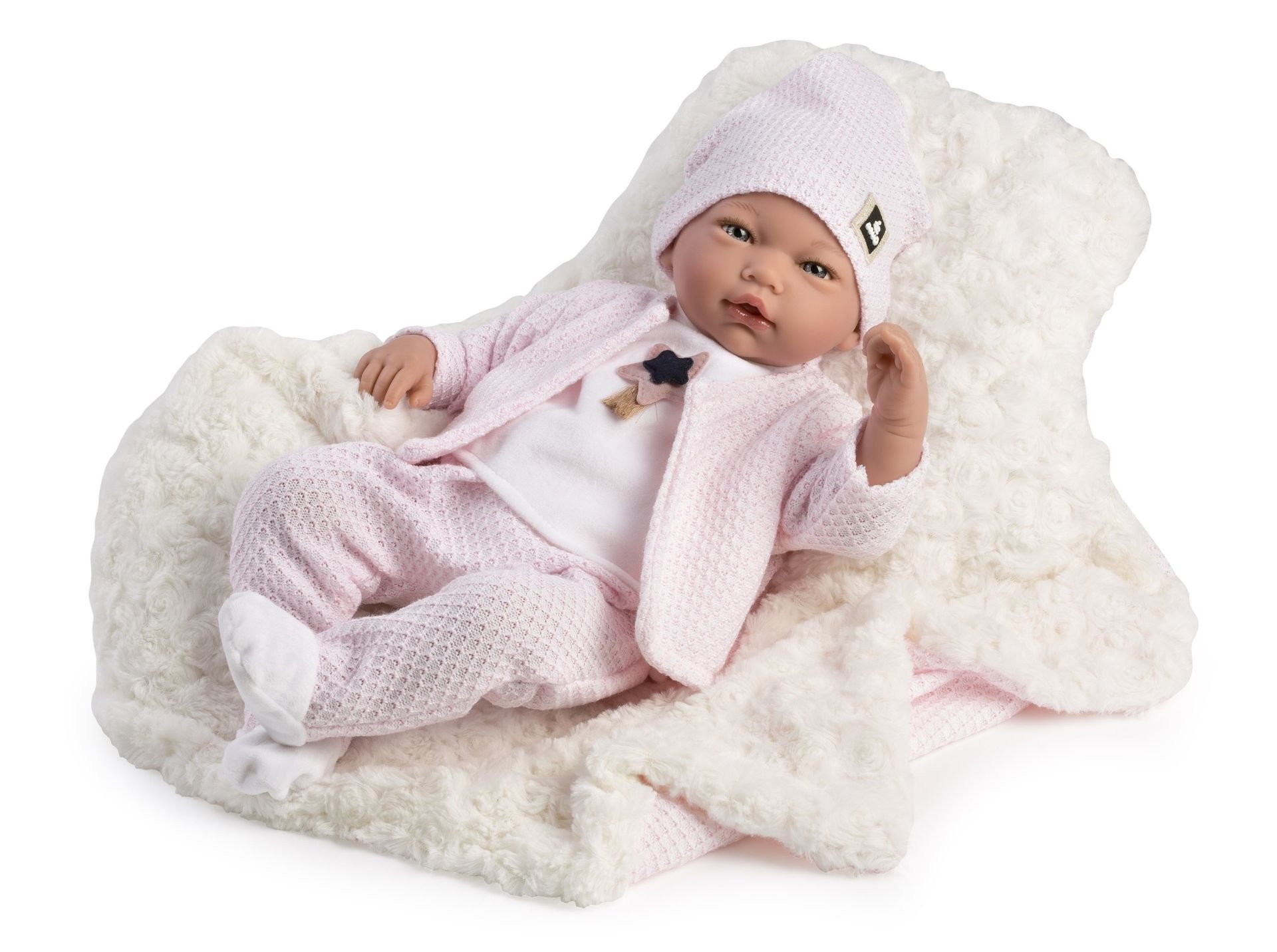 Levně Guca 10219 LUCIA - realistická panenka miminko se zvuky a měkkým látkovým tělem - 46 cm