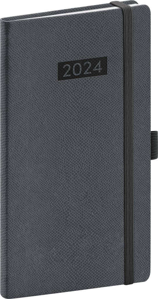 Levně Diář 2024: Diario - šedý, kapesní, 9 × 15,5 cm