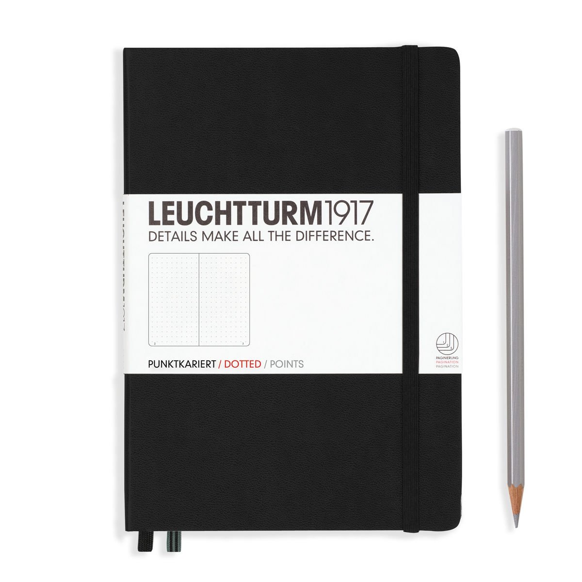 Levně Leuchtturm1917 Zápisník Black Medium A5 tečkovaný