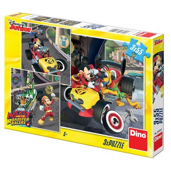 Mickey a Minnie - Závodníci - puzzle 3x55 dílků - Walt Disney
