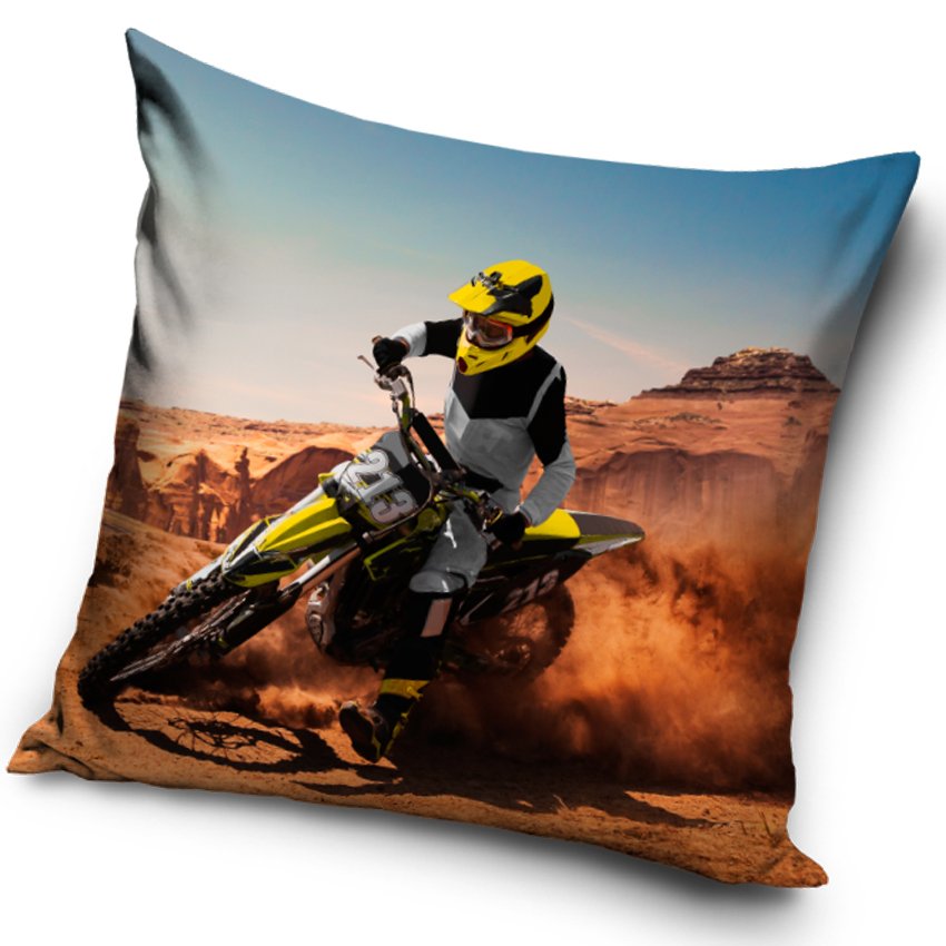 Levně Dekorační polštářek Motocross v poušti