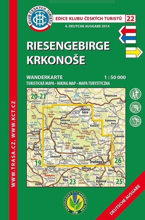 KČT 22 Riesengebirge, Krkonoše 1:50 000 / turistická mapa - německy (2018)