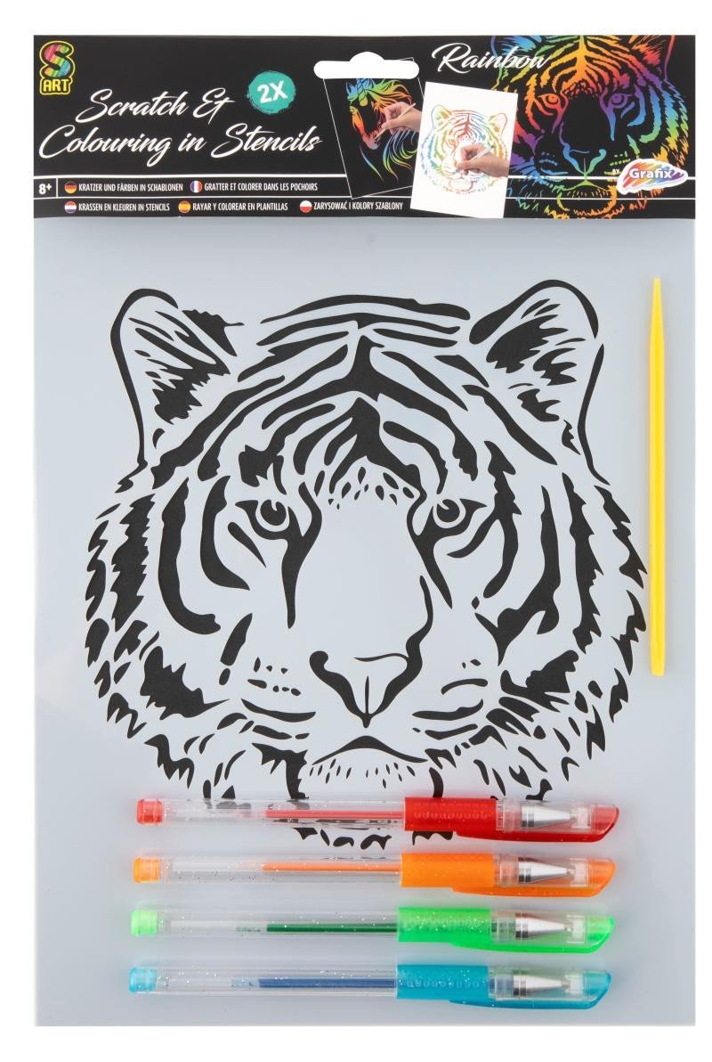 Levně Vyškrabávací obrázek s gelovými pery - Tygr