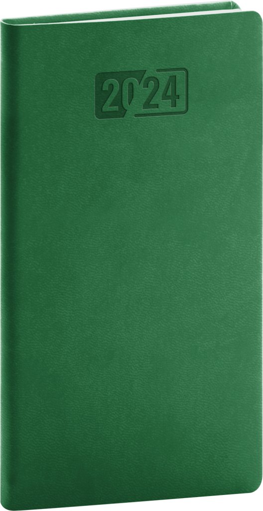 Diář 2024: Aprint - zelený, kapesní, 9 × 15,5 cm