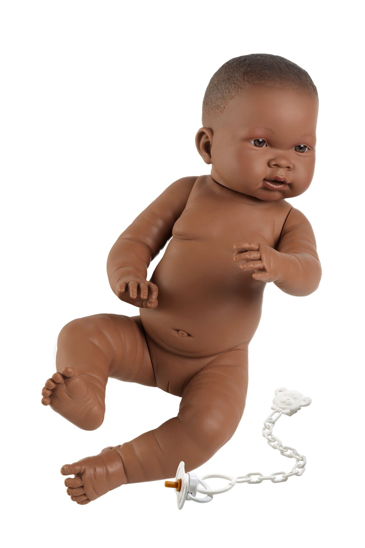 Levně Llorens 45004 NEW BORN HOLČIČKA - realistická panenka miminko černé rasy s celovinylovým tělem - 45 cm