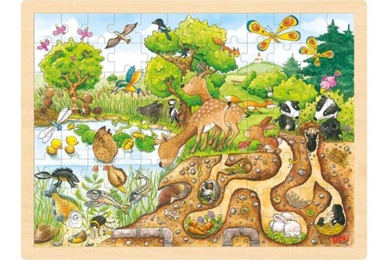 Levně Goki Puzzle Zkoumání přírody 96 dílků - dřevěné