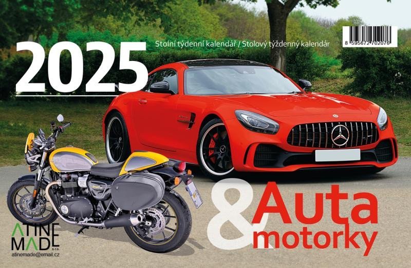 Levně Kalendář 2025 Auta a motorky, stolní, týdenní, 225 x 150 mm