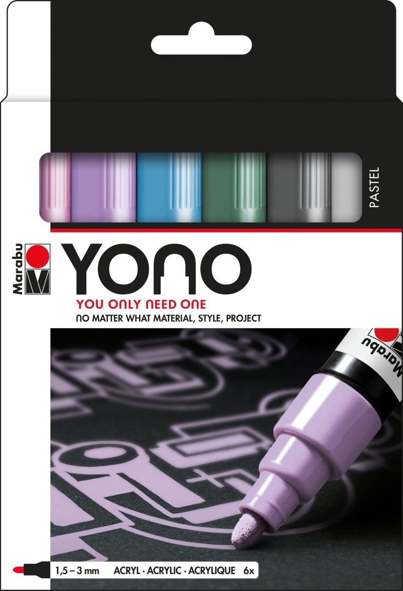 Levně Marabu YONO Sada akrylových popisovačů - pastelové barvy 6x 1,5-3 mm