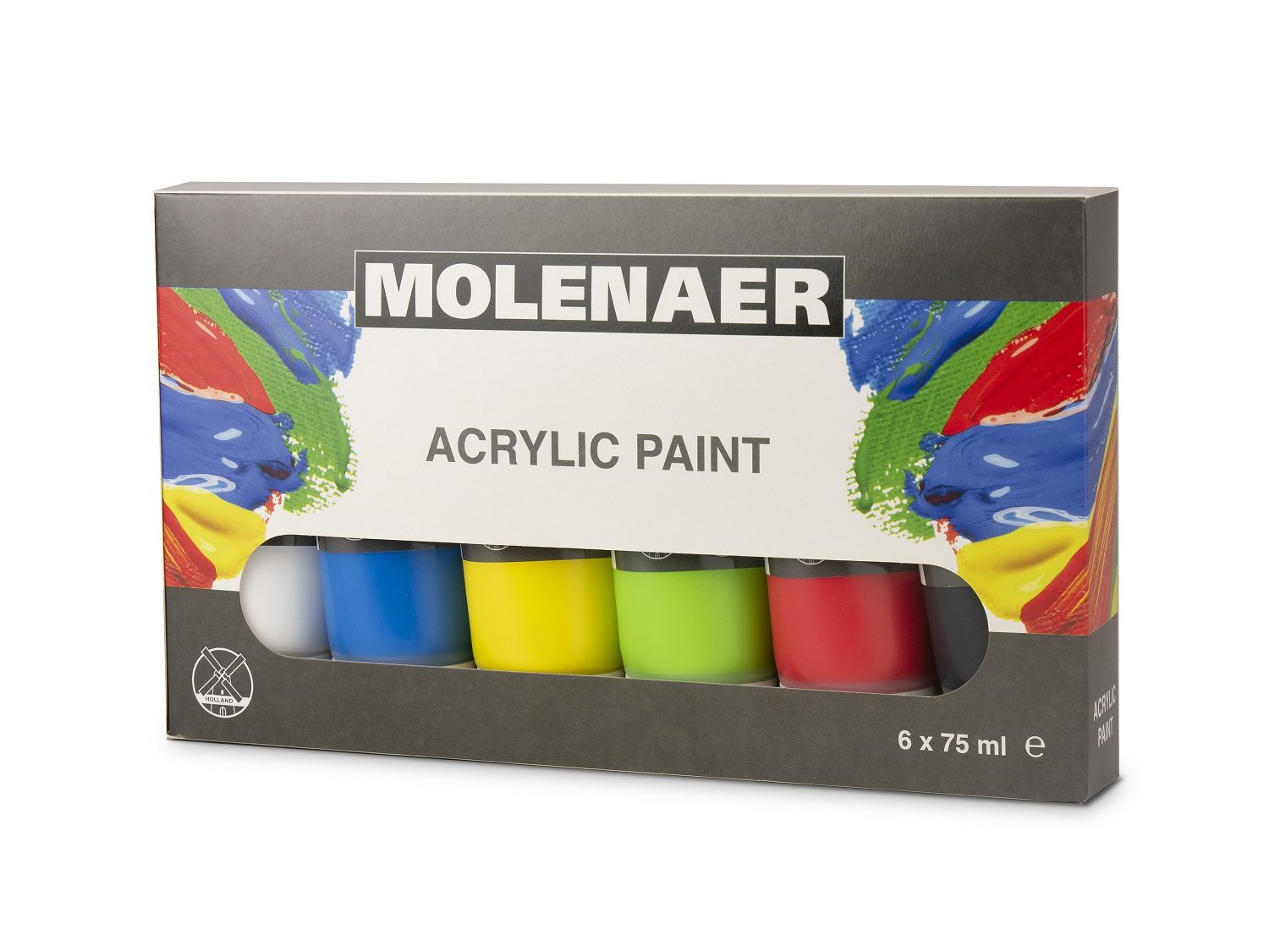 Molenaer sada akrylových barev Molenaer, 6x 75 ml, mix barev