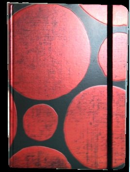 Levně Zápisník s gumičkou A5 145x210 mm černý s červenými koly